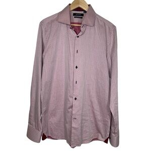 Levinas men’s contemporary fit 100% cotton maroon dress shirt 055